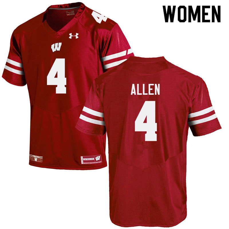 Wisconsin Badgers Women's #4 Markus Allen NCAA Under Armour Authentic Red College Stitched Football Jersey MB40X43CJ